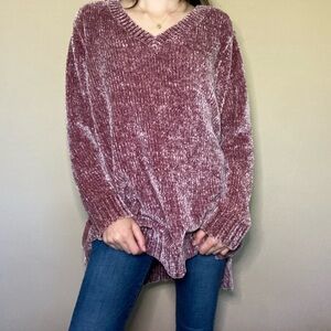 Orvis Chenille V-Neck Sweater - Mauve